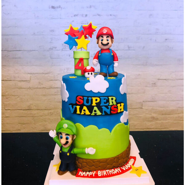 Two Tier Super Mario Theme Cake