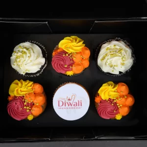 Happy Diwali Eggless Box of 6 Cupcakes