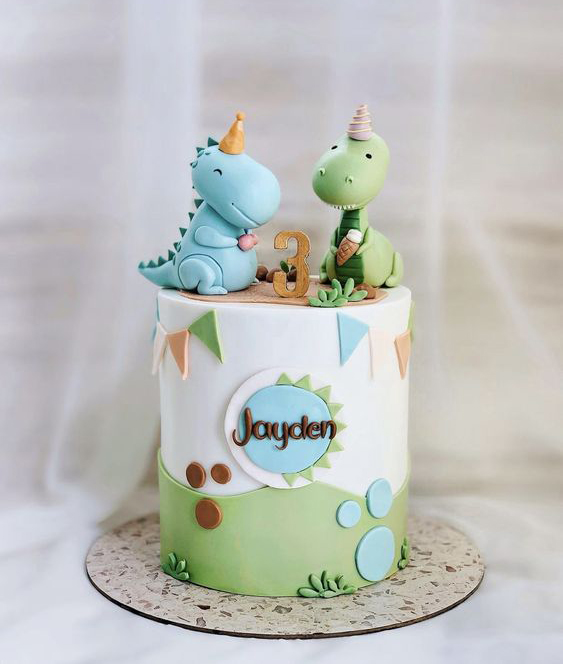 Cute Dinosaur Duo Cake - Cake Away | Premium and Custom Cake Shop in Dubai