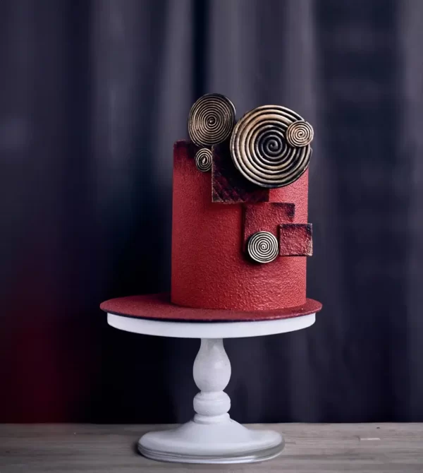 Elegant Abstract Red Cake