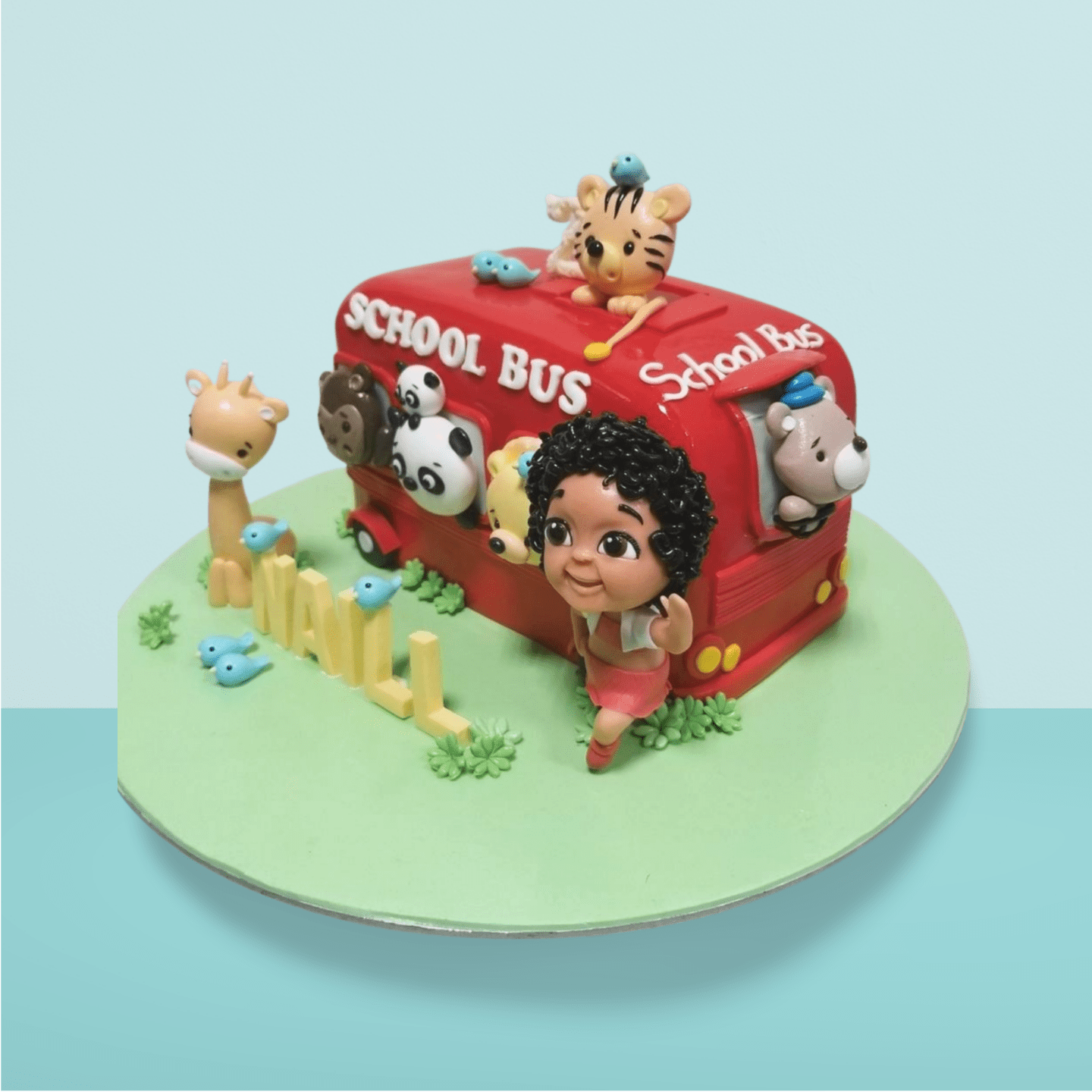 Animal Friends School Bus Cake - Fun 3D Birthday Cake for Boys