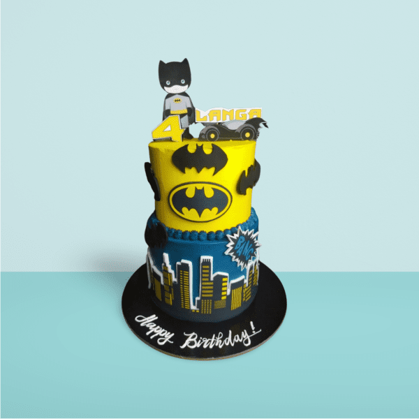 Batman_Theme_Two_Tier_Cake