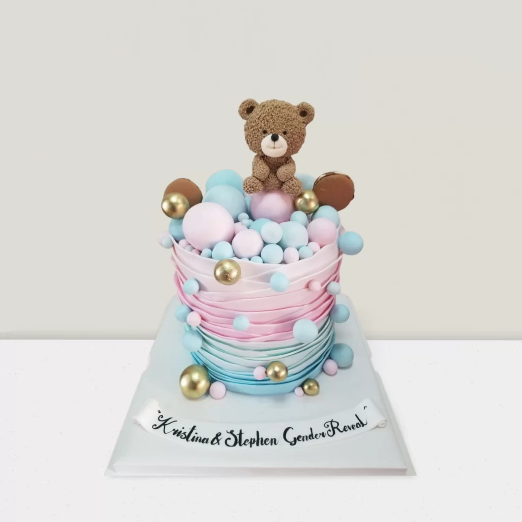 Blush & Sky Fondant Reveal Cake - Ideal for Gender Reveal Celebrations