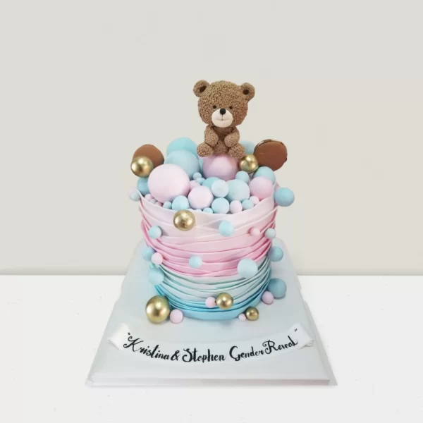 Blush & Sky Fondant Reveal Cake - Ideal for Gender Reveal Celebrations