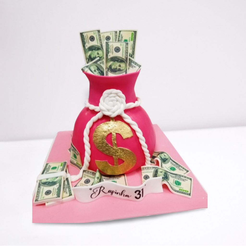 Dolar's Fortune Cake - Customizable Money Bag Cake for Birthdays