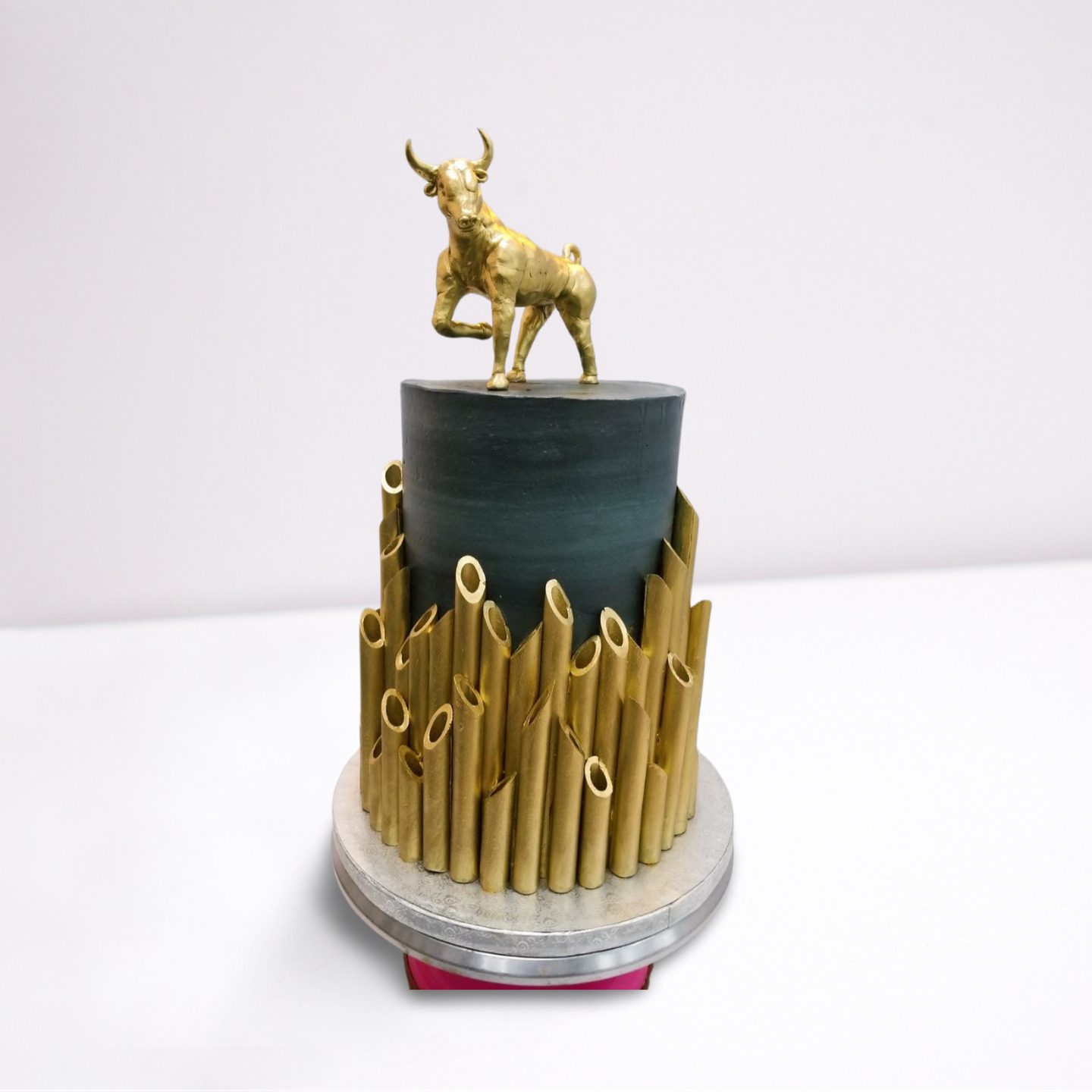 Golden Bull Luxury Cake - Bold Black & Gold Birthday Cake for Him