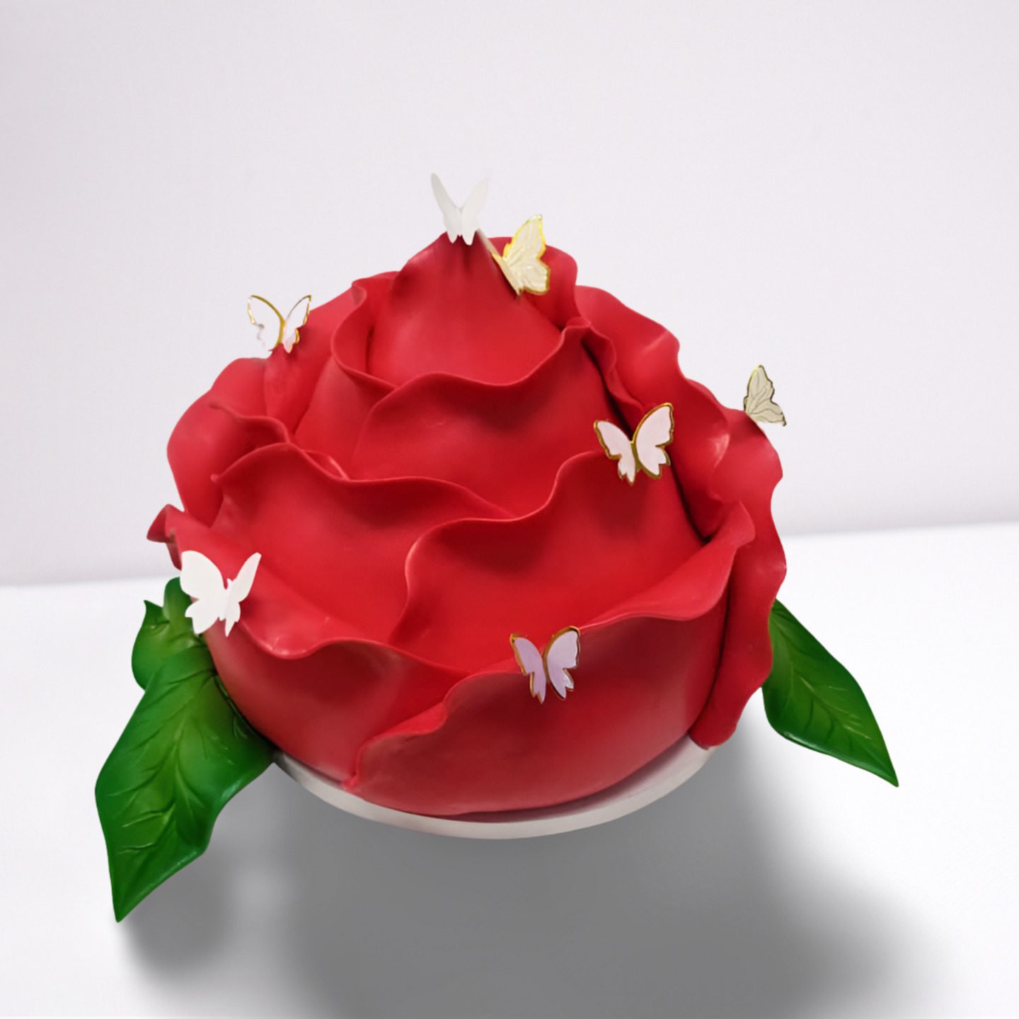 Grand Red Rose Butterfly Cake - Elegant Birthday Cake for Her