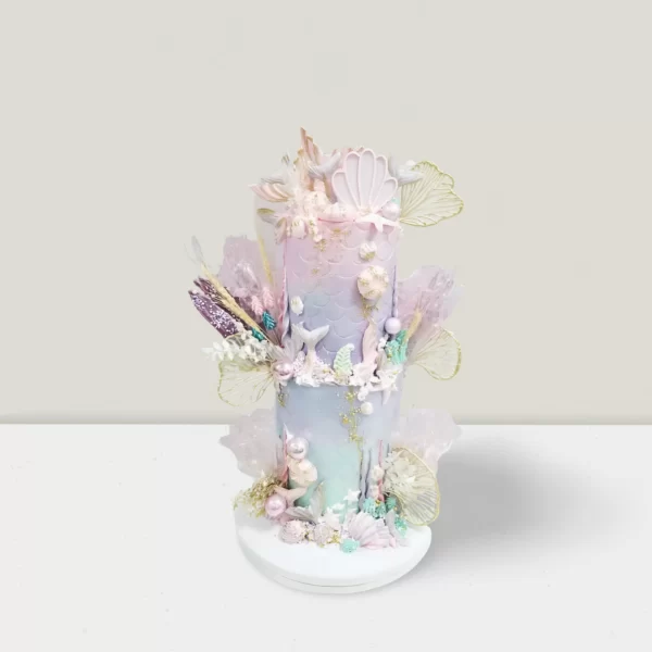 Mermaid and Dry Flower 2 Tier Pastel Cake dubai