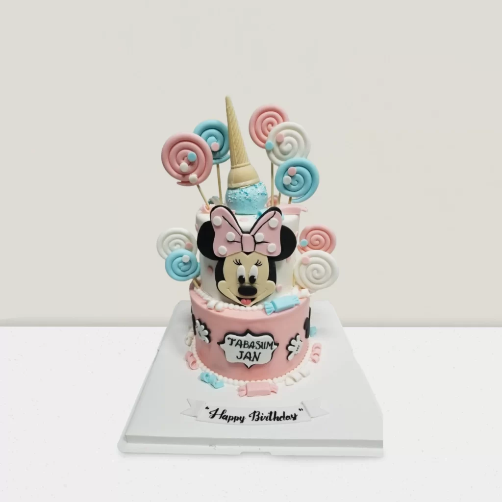 Minnie Mouse Delight Cake - Adorable 2-Tier Cake for Baby Girls
