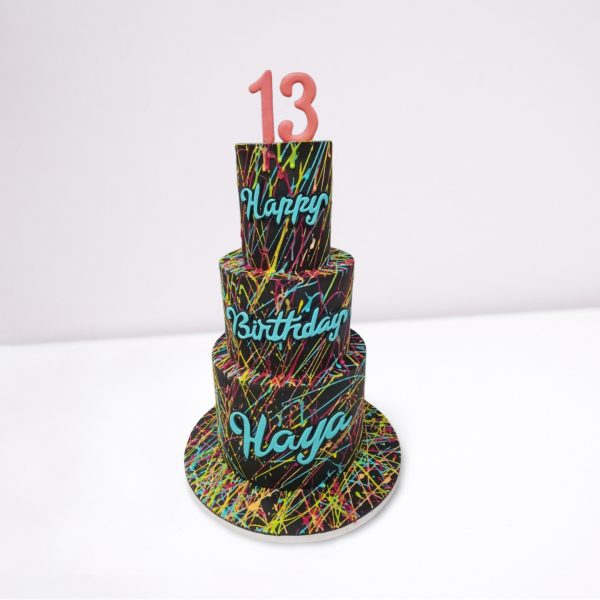 Paint Splashes 3 Tier Cake for 13th Birthday – Vibrant and Fun