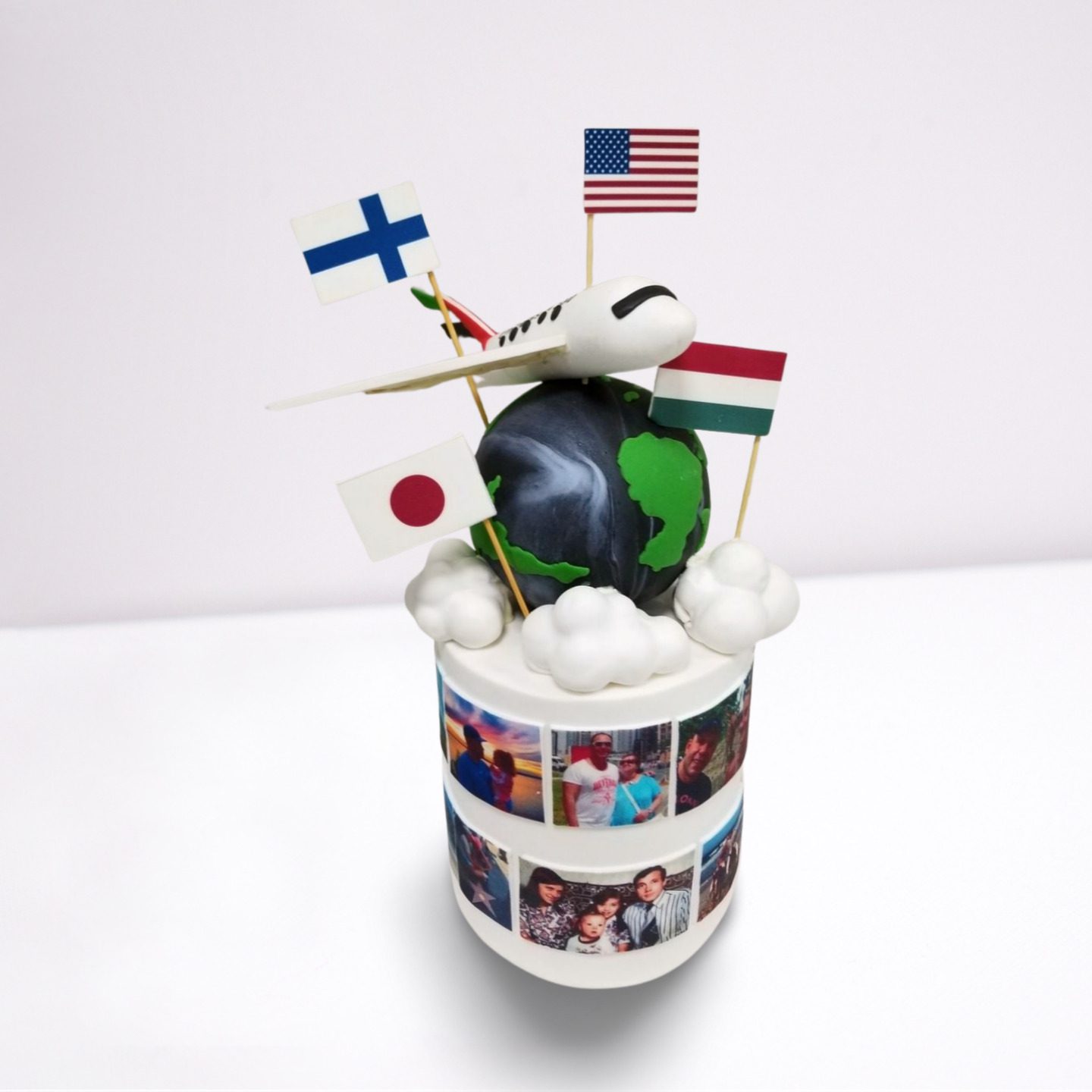Travel Around the World Cake with Globe, Airplane & Memories