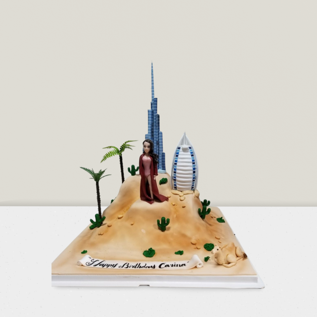 Come to Dubai Habibi Cake - Iconic Burj Khalifa & Burj Al Arab Design