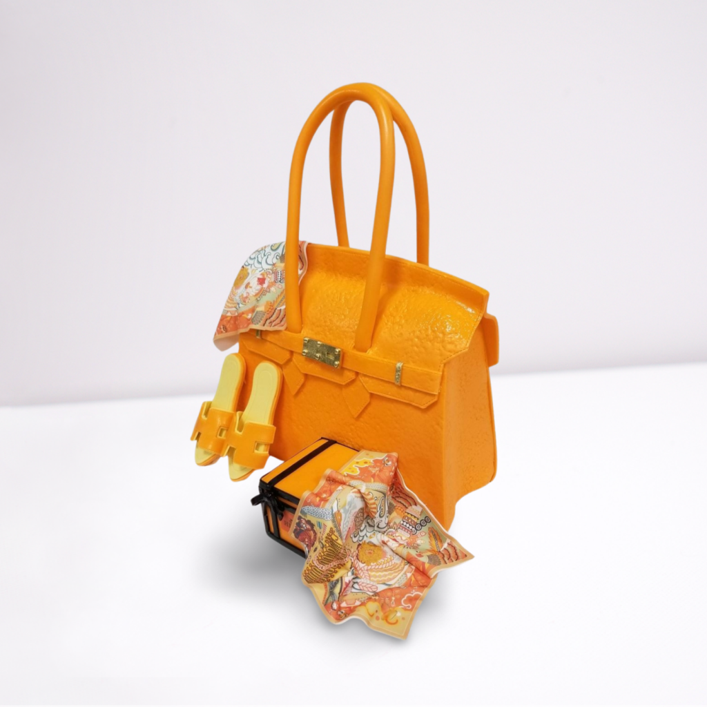 Hermes Design Orange Bag with Shoe and Handkerchief Cake ? Chic and Stylish