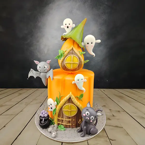 Kids Halloween Pumpkin House Cake