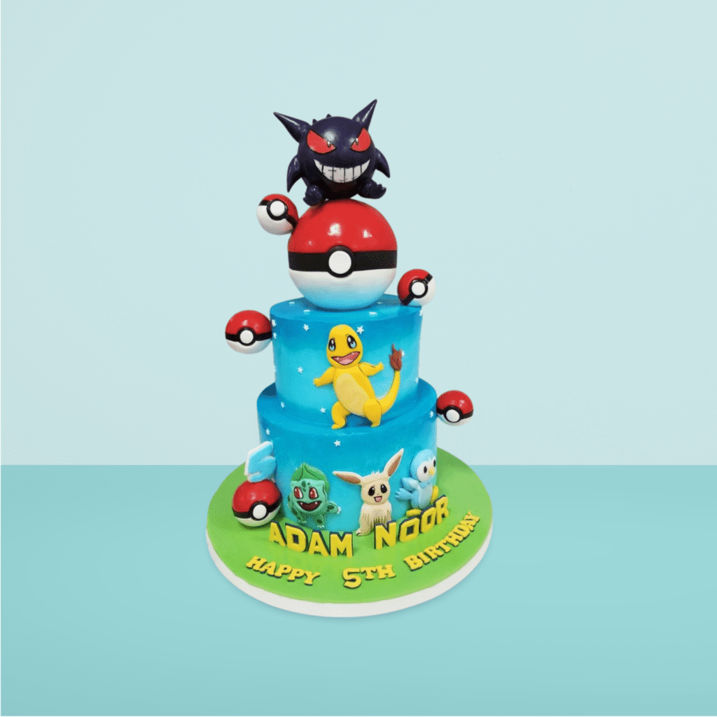 Pikachu_2_Tier_Cake___Blue_and_Green_Delight