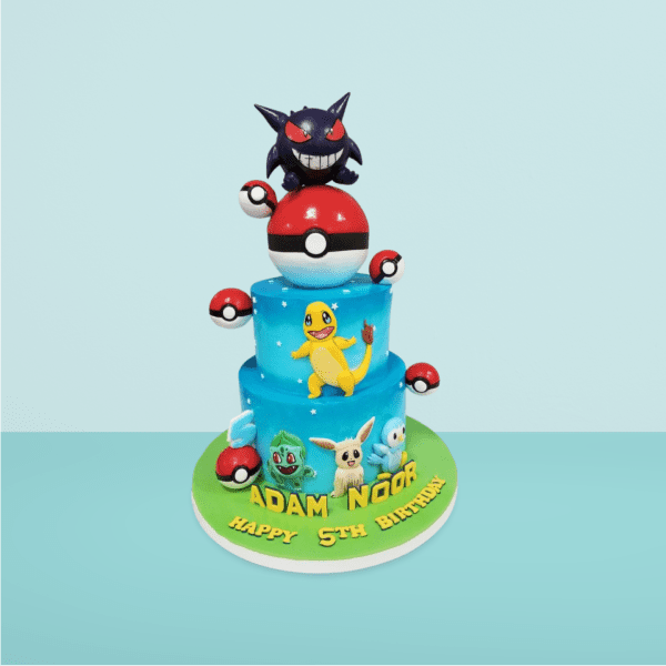 Pikachu_2_Tier_Cake___Blue_and_Green_Delight