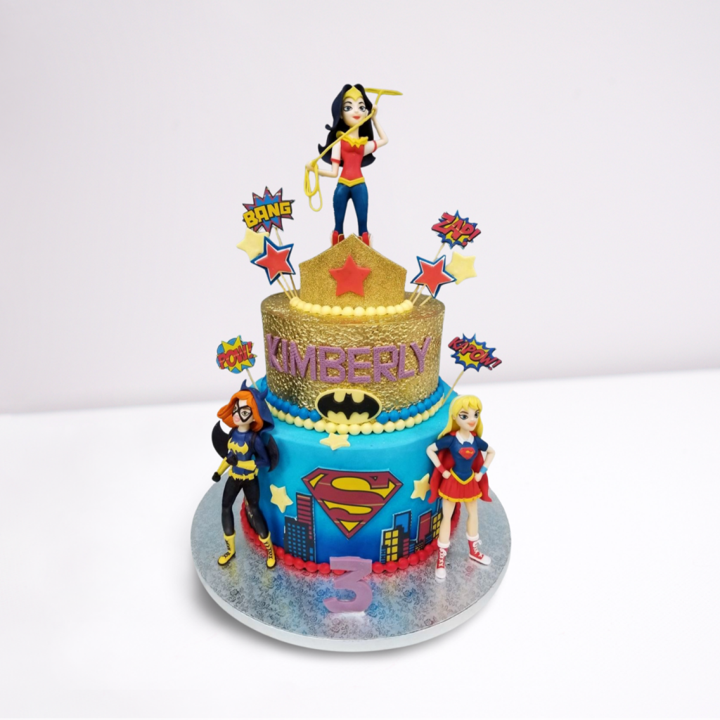 Super Girl Wonder Woman Batgirl Cake with 2 Tiers ? Heroic and Fun