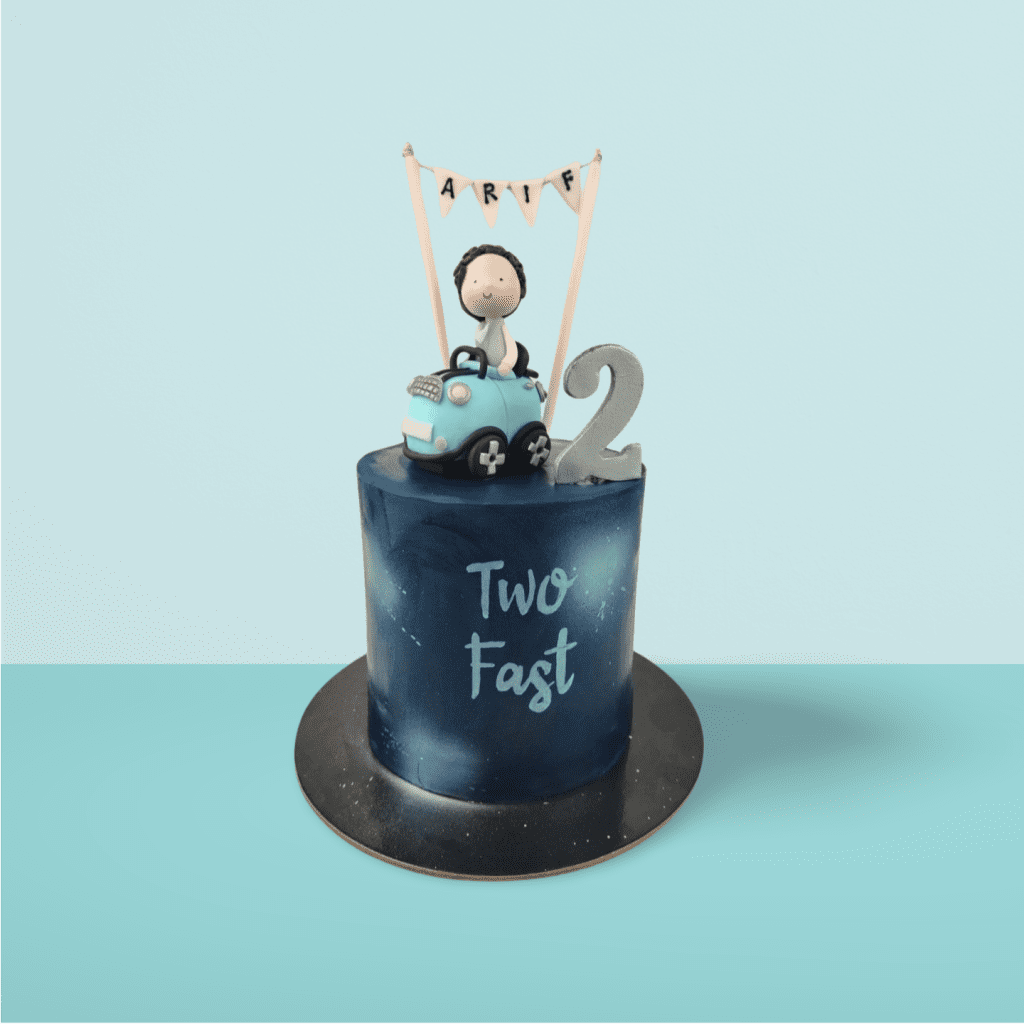 Two_Fast_Boy_2nd_Birthday_Cake_with_Blue_Car___Speed_into_Fun